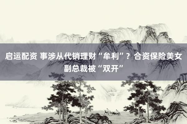 启运配资 事涉从代销理财“牟利”？合资保险美女副总裁被“双开”
