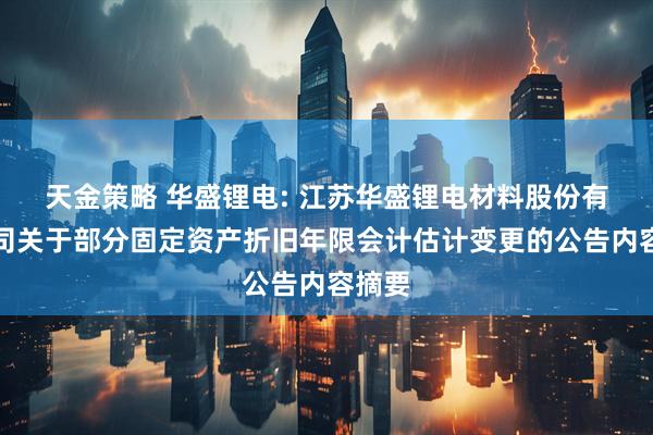 天金策略 华盛锂电: 江苏华盛锂电材料股份有限公司关于部分固定资产折旧年限会计估计变更的公告内容摘要